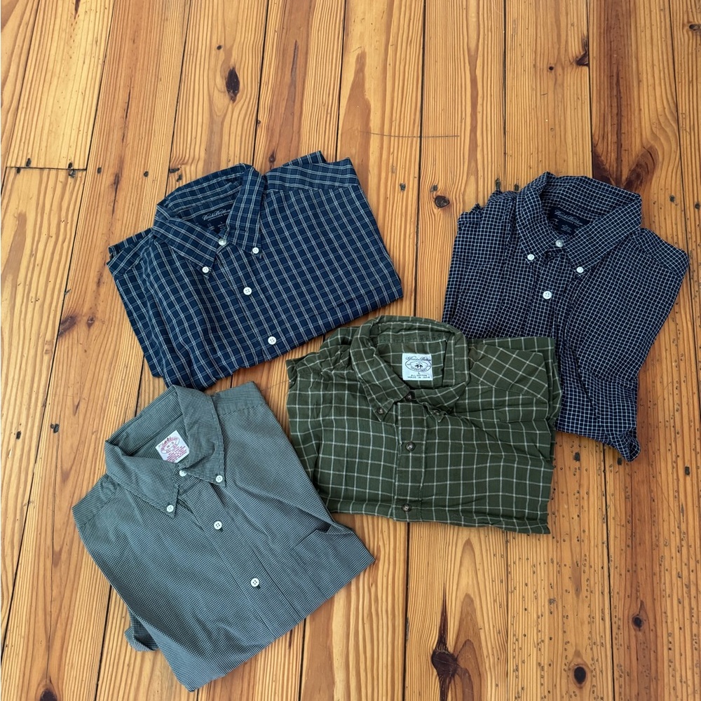 Men's Checkered and Solid Shirts - Blue, Green, Gray